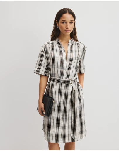 Country Road - Check Silk Shirt Dress