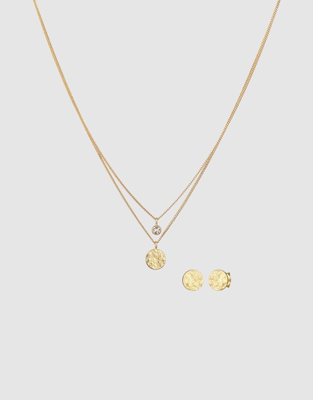 Elli Jewelry - Jewelry Set Set Crystal Statement 925 Sterling Silver Gold-Plated