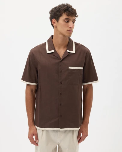 AERE - Linen Blend Contrast Shirt