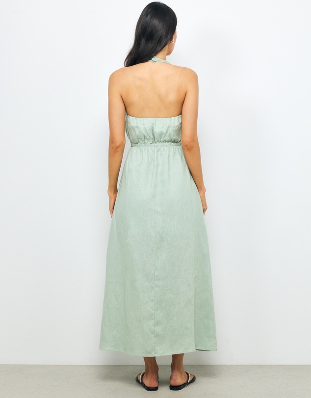 AERE - Bria Wrap Halter Linen Maxi Dress