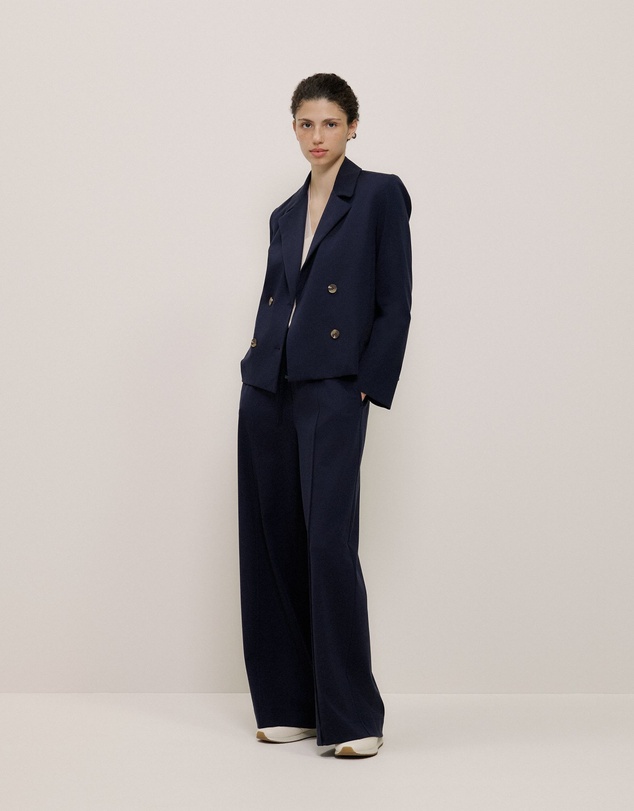 Trenery - Ponte Wide Leg Travel Pant in Night Sky