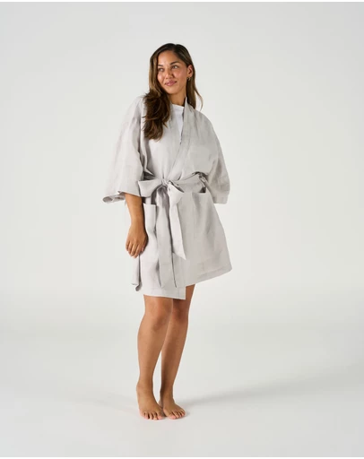 Linen House - Nimes Pure Linen Short Robe