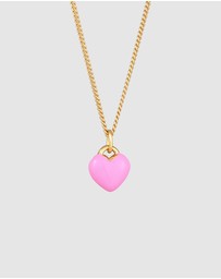Elli Jewelry - Necklace Kids Heart Pendant Cute with Enamel Pink in 925 sterling silver gold plated
