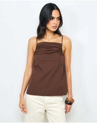 AERE - Zara Ruched Poplin Top