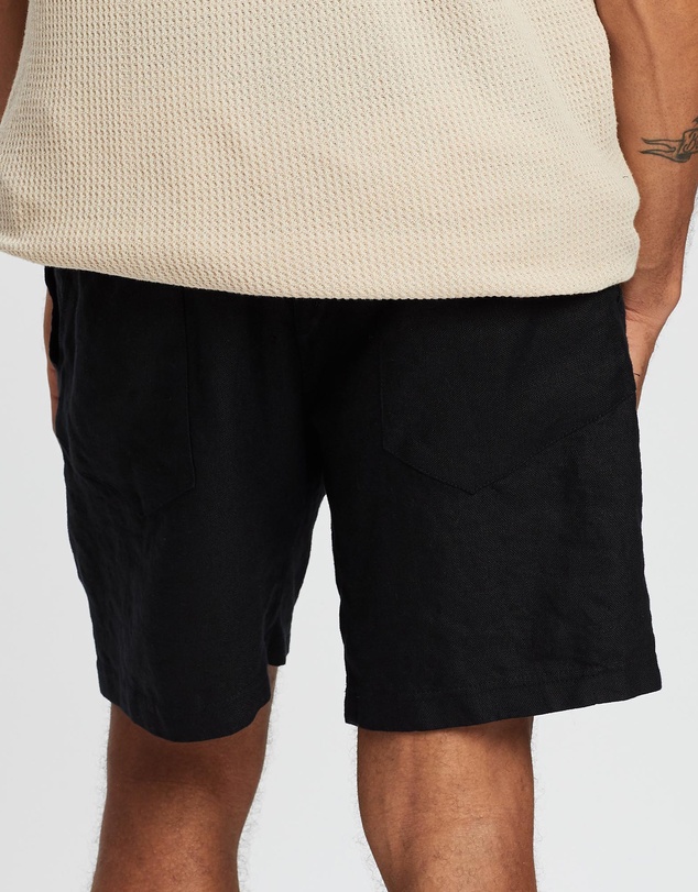 Surrounded By Ghosts - The Obsidian Linen Drawstring Shorts