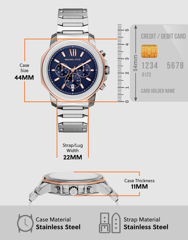 Michael Kors - Prescott Silver Tone Chronograph Watch