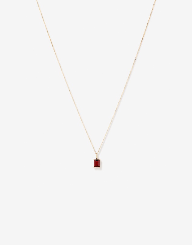 Michael Hill - Emerald Cut Red Garnet Gemstone Pendant Necklace in 10kt Yellow Gold