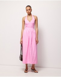 AERE - Esme Halter Linen Midi Dress