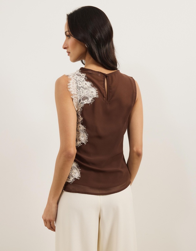 Atmos&Here - Iris Contrast Lace Insert Georgette Top