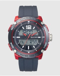 Maxum - CONQUEST Black and Red Analogue and Digital Watch