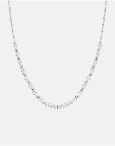 Ania Haie - Silver Half-Bezel Oval Half-Tennis Necklace