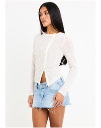 Subtitled - Ariel Crinkle Long Sleeve Button Top