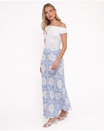Petal & Pup - Willow Maxi Skirt - Blue Floral