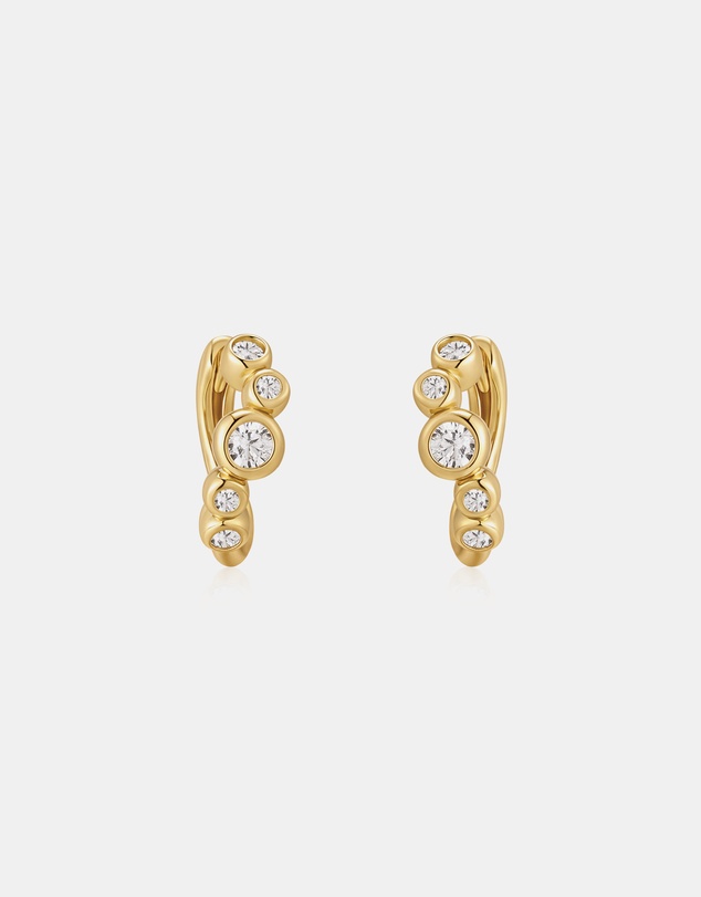 Ania Haie - Gold Small Sparkling Tide Huggie Hoop Earrings