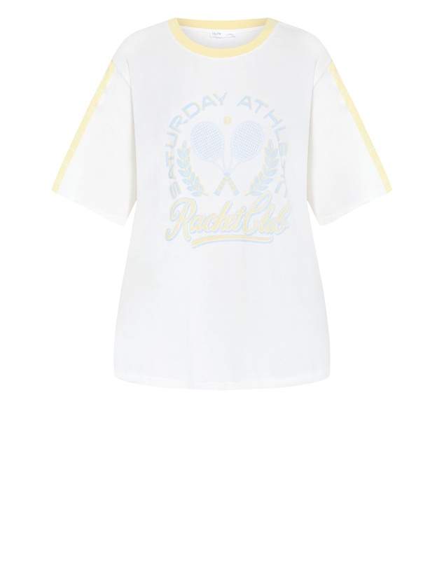 City Chic - Plus size Vintage Oversized Volley Tee - ivory