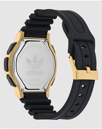 adidas Originals - Expression Three Digital IP Gold-Tone Black Silicone Watch