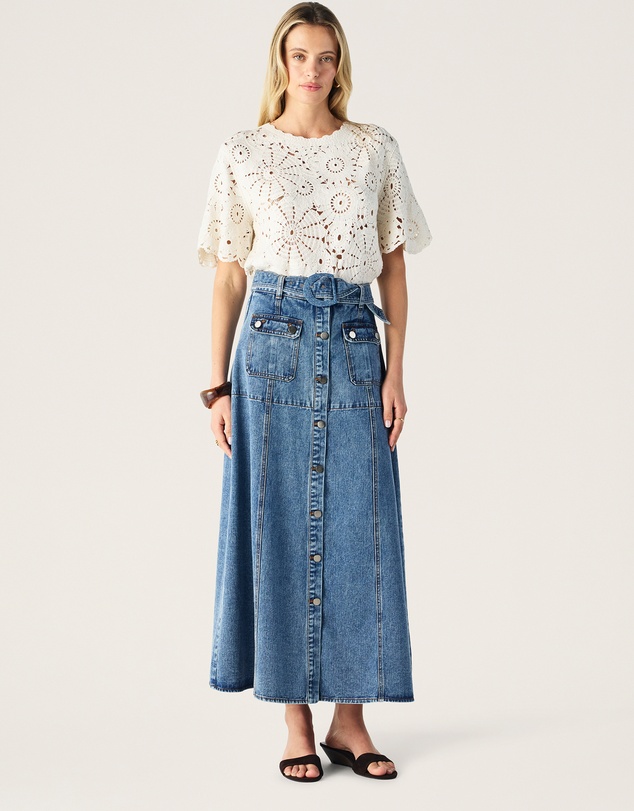 MOS The Label - Aveline Denim Midi Skirt