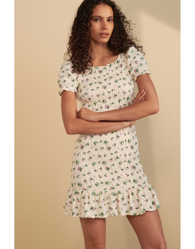 NEXT - Shirred Puff Sleeve Mini Dress
