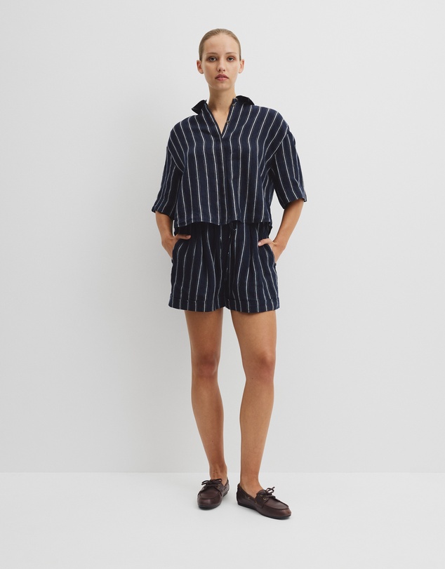 Country Road - Yarn Dyed Cuff Linen Short