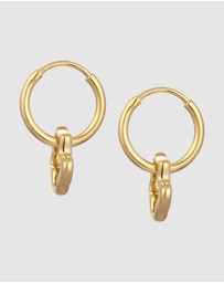 Elli Jewelry - Earrings Hoop Flower Design 925 Sterling Silver Gold Plated