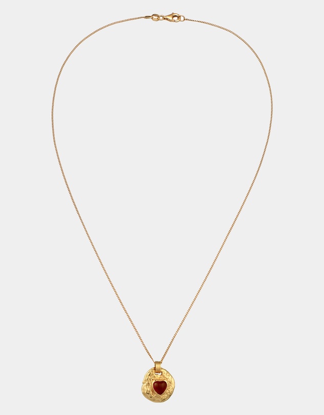 Haze & Glory - ICONIC EXCLUSIVE - Necklace Heart Red Onyx 925 Sterling Silver Gold Plated