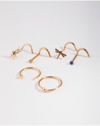 Lovisa - Surgical Steel Diamante Animal Nose Ring 6-Pack