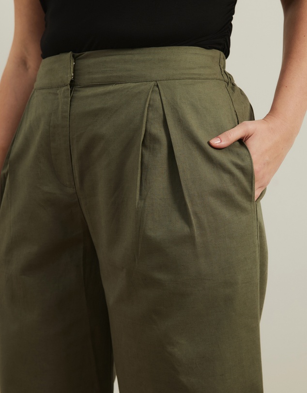 Atmos&Here Curvy - Clara Cotton Linen Tailored Pants