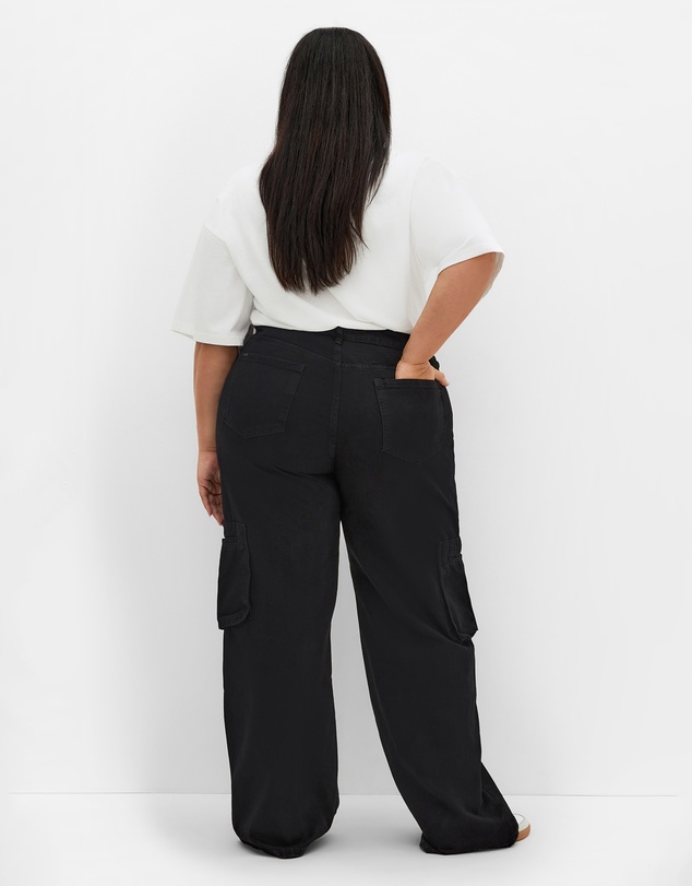 City Chic - Plus size Clarence Cargo Denim Pant - black