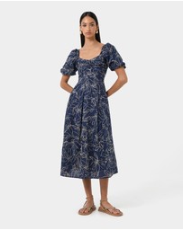 Forcast - Leen Puff Sleeve Midi Dress
