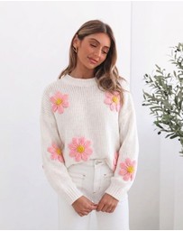 Esther & Co - Ryland Knit - White Floral