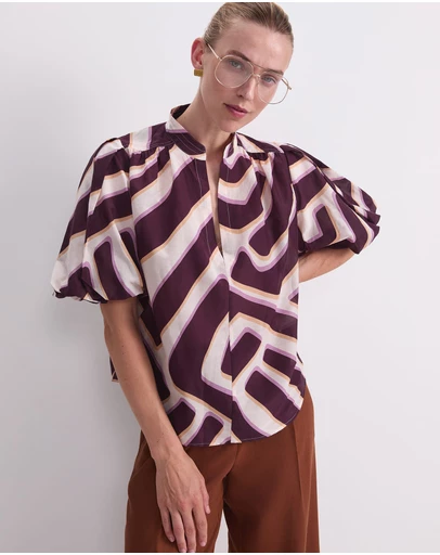 Sportscraft - Penny Short Sleeve Cotton Silk Blouse