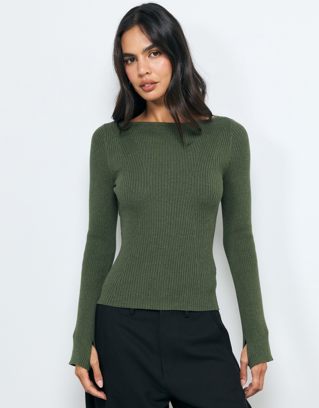 AERE - Eden Cashmere Blend Boat Neck Top