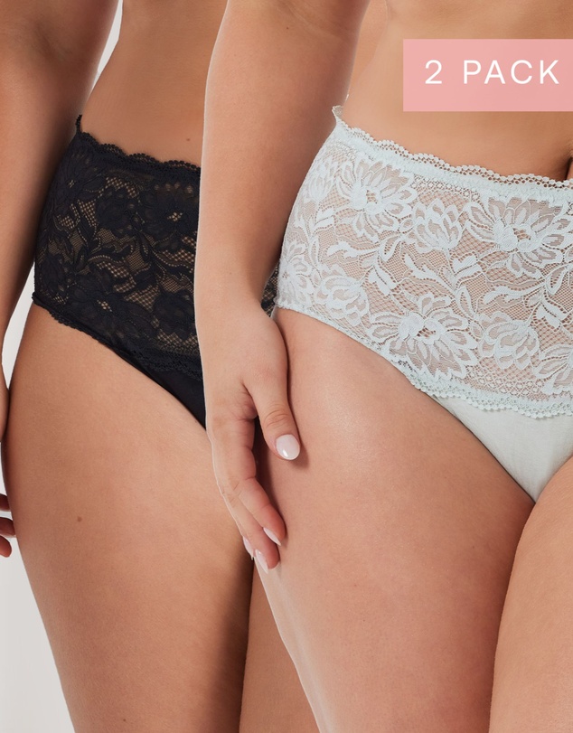 Kayser - 2 Pack Daily Essentials Cotton & Floral Lace Full Brief (465 )