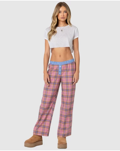 EDIKTED - Plaid & Stripe Pants
