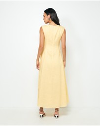 AERE - Chloe Panelled Linen Midi Dress