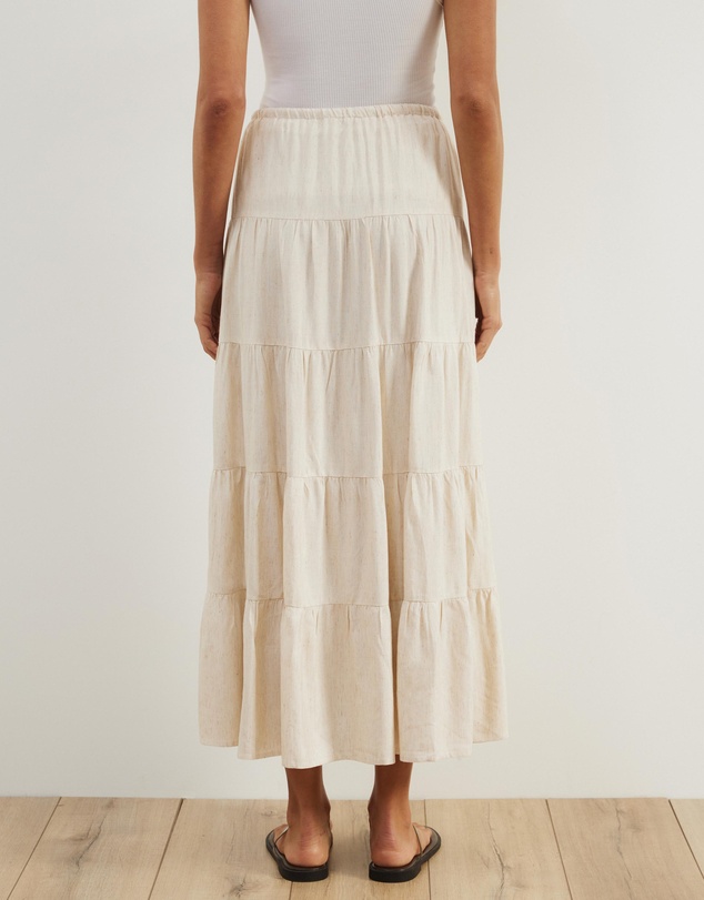 Atmos&Here - Elenora Linen Blend Tier Maxi Skirt