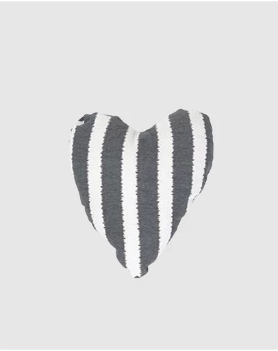 Mog & Bone - Heart Shaped Soft Toy - Charcoal Hamptons Stripe Print