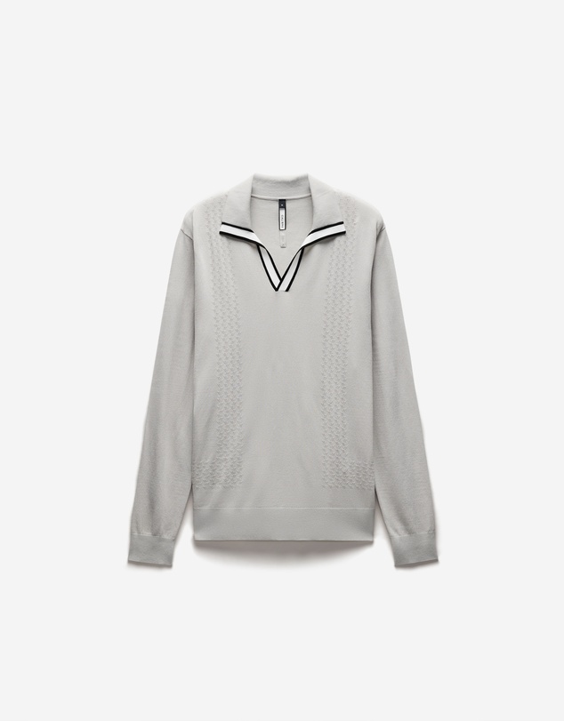 Calibre - Open Neck Long Sleeve Polo Silver
