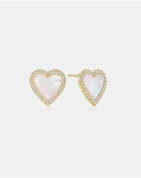 Ania Haie - Ania Haie Gold Mother of Pearl Halo Heart Stud Earrings