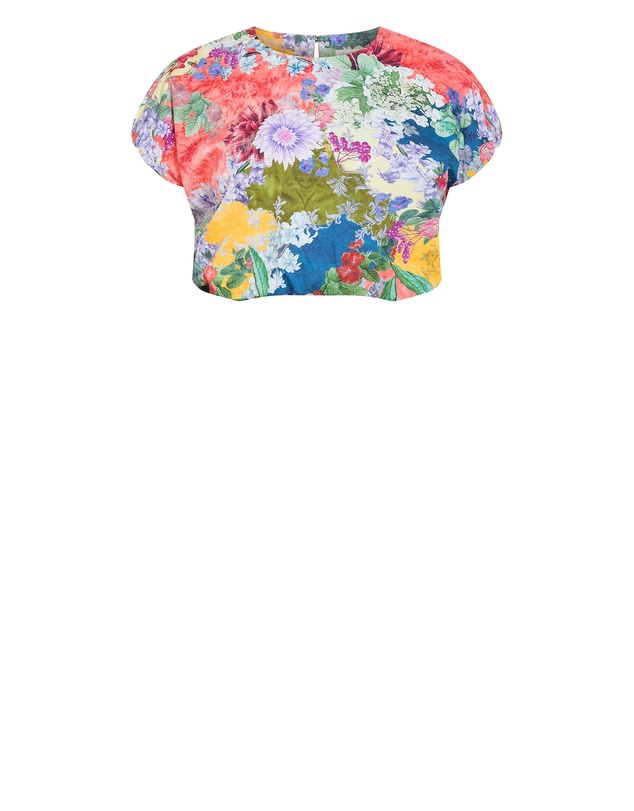 City Chic - Sarina Berry Floral Print Cotton Top