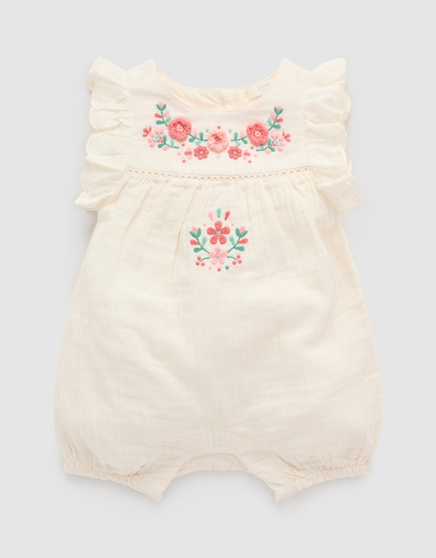 Purebaby - Embroidered Romper -Kids-Babies