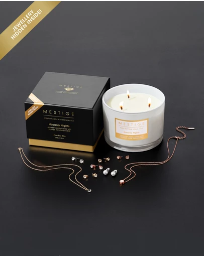 Mestige - Havana Nights Scented Soy Candle 340g - Hidden Jewellery Embellished with crystals from Swarovski