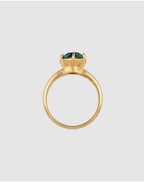 Elli Jewelry - Ring Solitaire Elegant with Crystal Green in 925 Sterling Silver Gold Plated