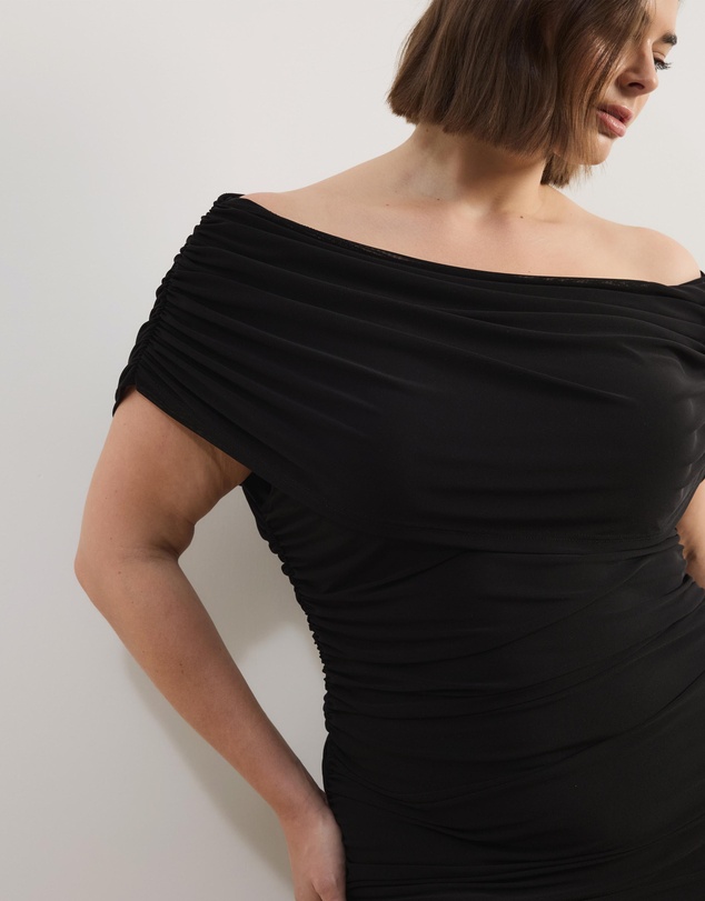Atmos&Here Curvy - Millie Off Shoulder Mesh Mini Dress