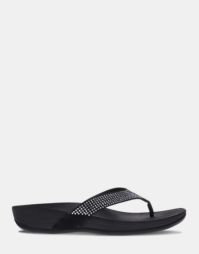 Mia Vita - Allora Toe Post Sandal - Black Rhinestone