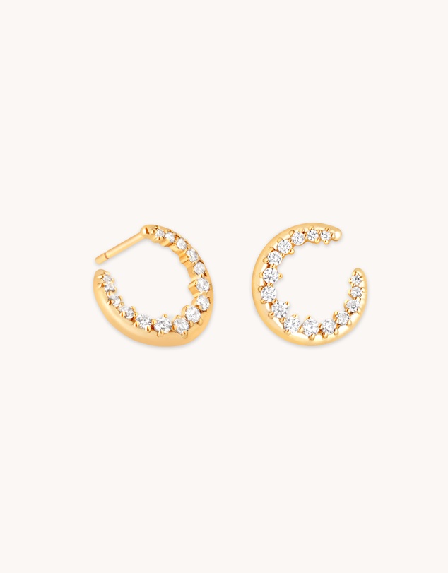 Astrid & Miyu - Spiral Crystal 18ct Gold Plated Hoops