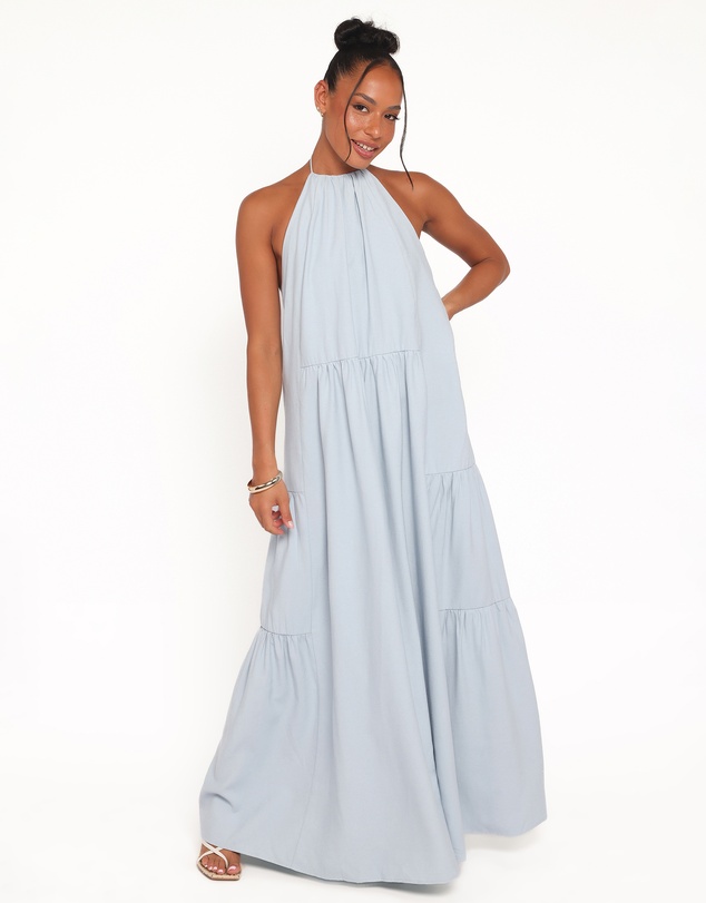 Petal & Pup - Eimear Halterneck Maxi Dress - Blue