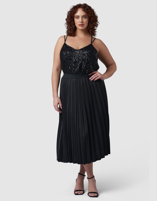 Pink Dusk by Curve Project - My Best Pleated Satin Skirt