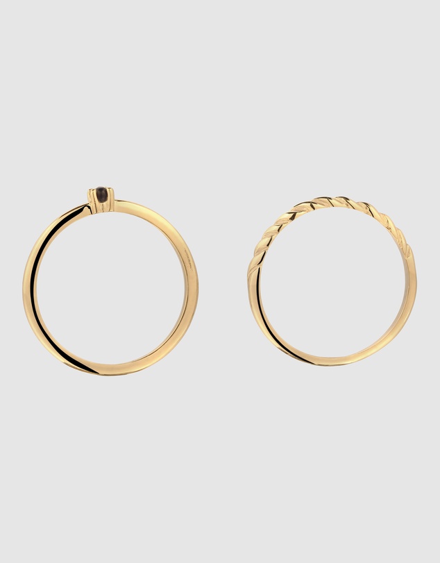 Elli Jewelry - Black Pearl Ring Set in Gold-Plated 925 Sterling Silver