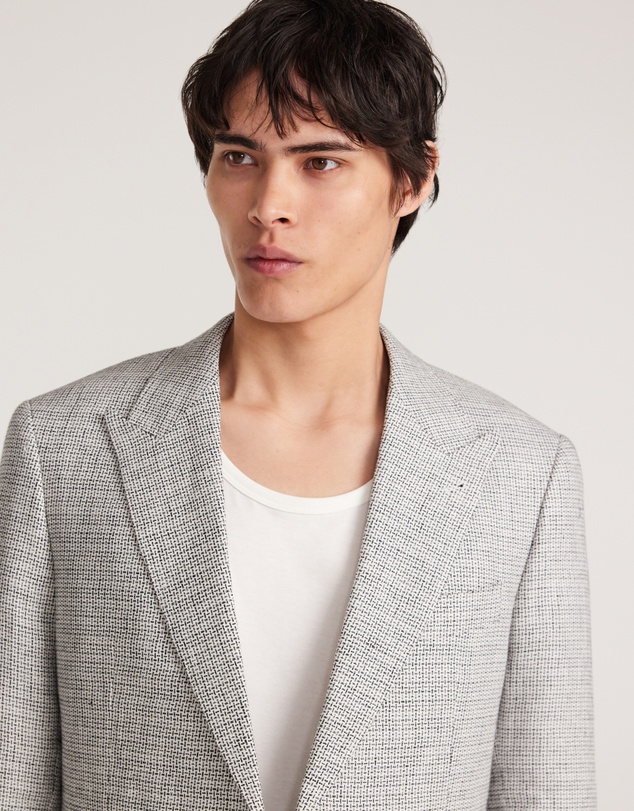 Calibre - Thatch Check Linen Blazer White